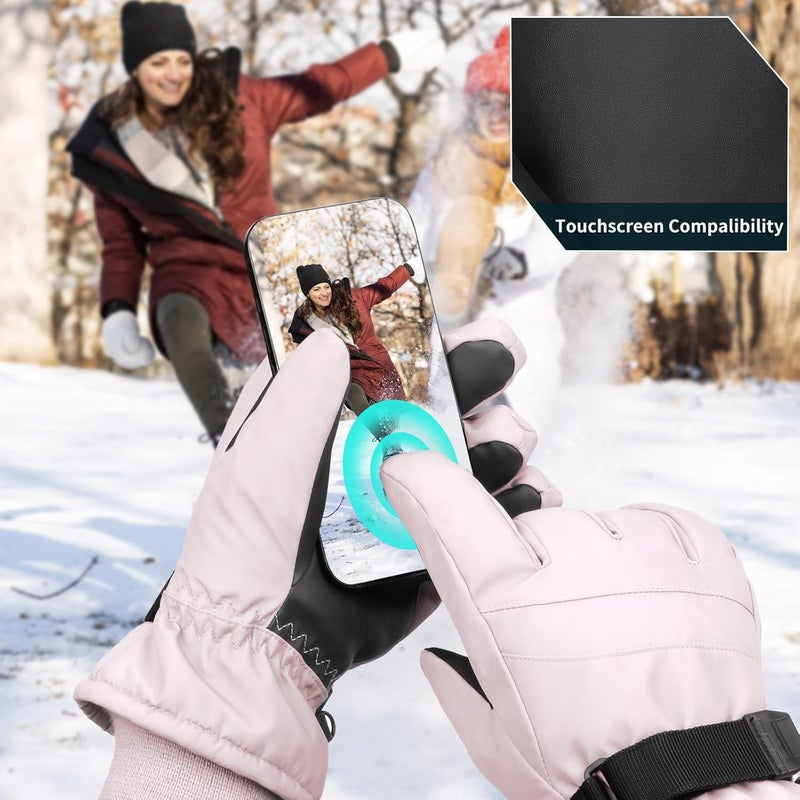 Odtmger Ski Gloves,Waterproof, Touchscreen-Compatible, Winter Warm Cotton Filled, Anti-Loss Rope for Parent Child - Image 5
